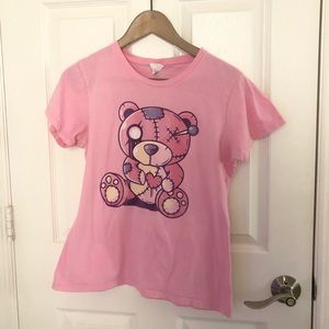 Kawaii Pink Teddy Bear Shirt Size M Adult